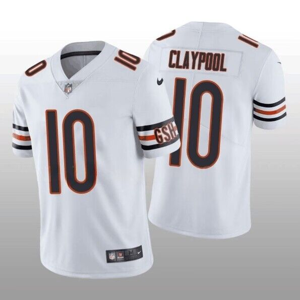 Men's Chicago Bears #10 Chase Claypool White Vapor Untouchable Limited Stitched Football Jersey Men's Chicago Bears #10 Chase Claypool White Vapor Untouchable Limited Stitched Football Jersey